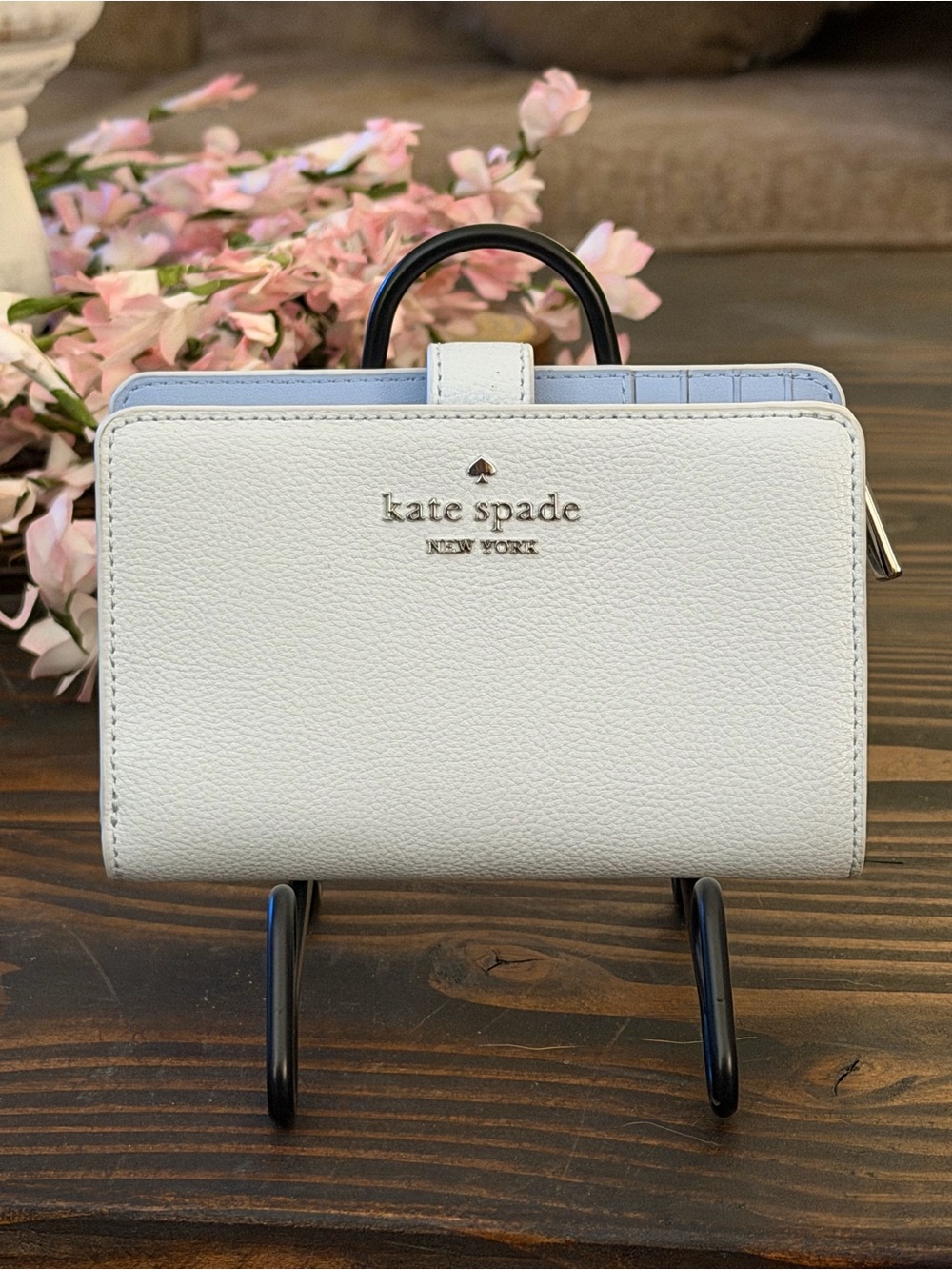 kate spade New York Light Blue Pebbled Leather Wallet